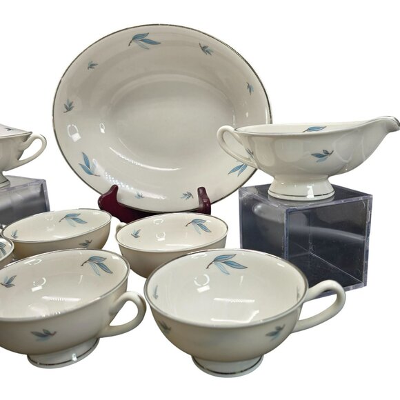 Celeste Syracuse China Tea Cups Sugar Creamer and Oval Bowl Set JJ3829 - Picture 8 of 16